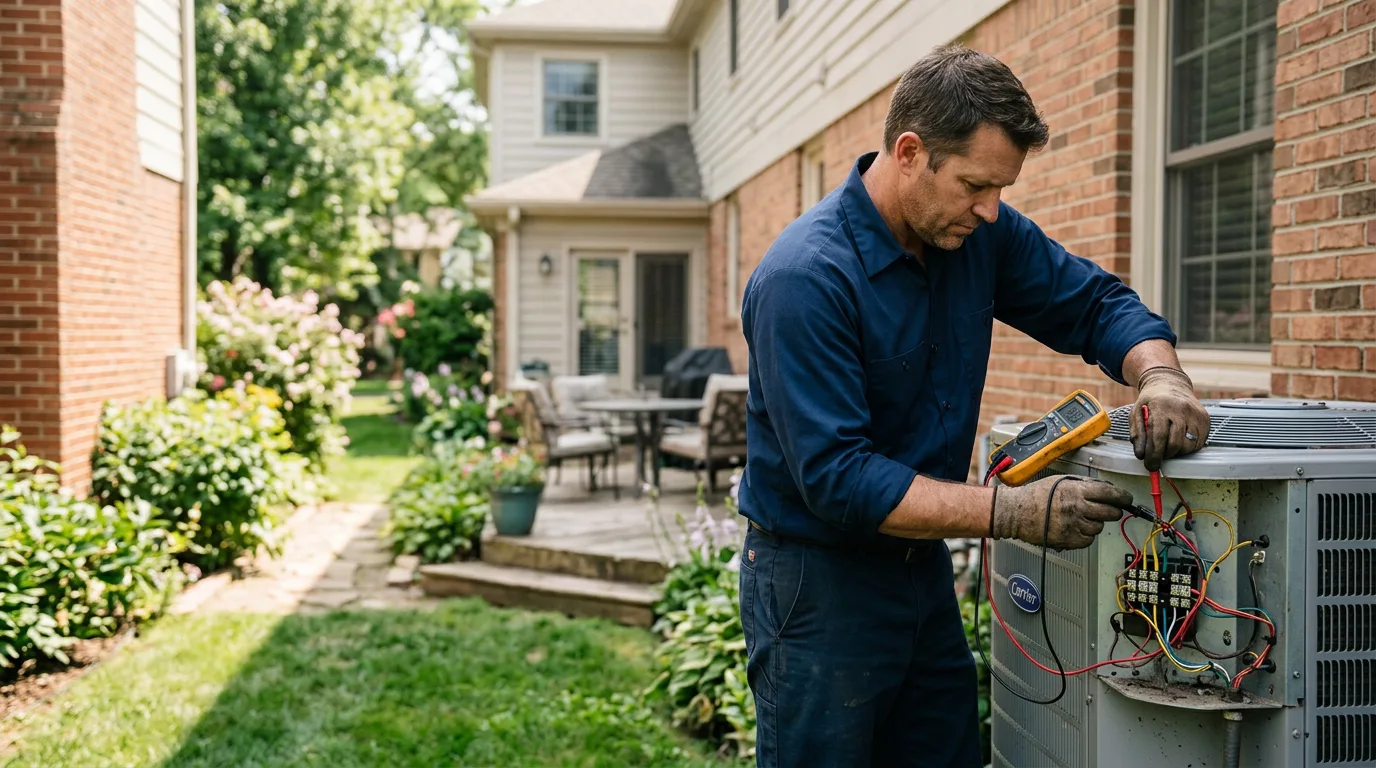 HVAC technician working near Le Claire, IA